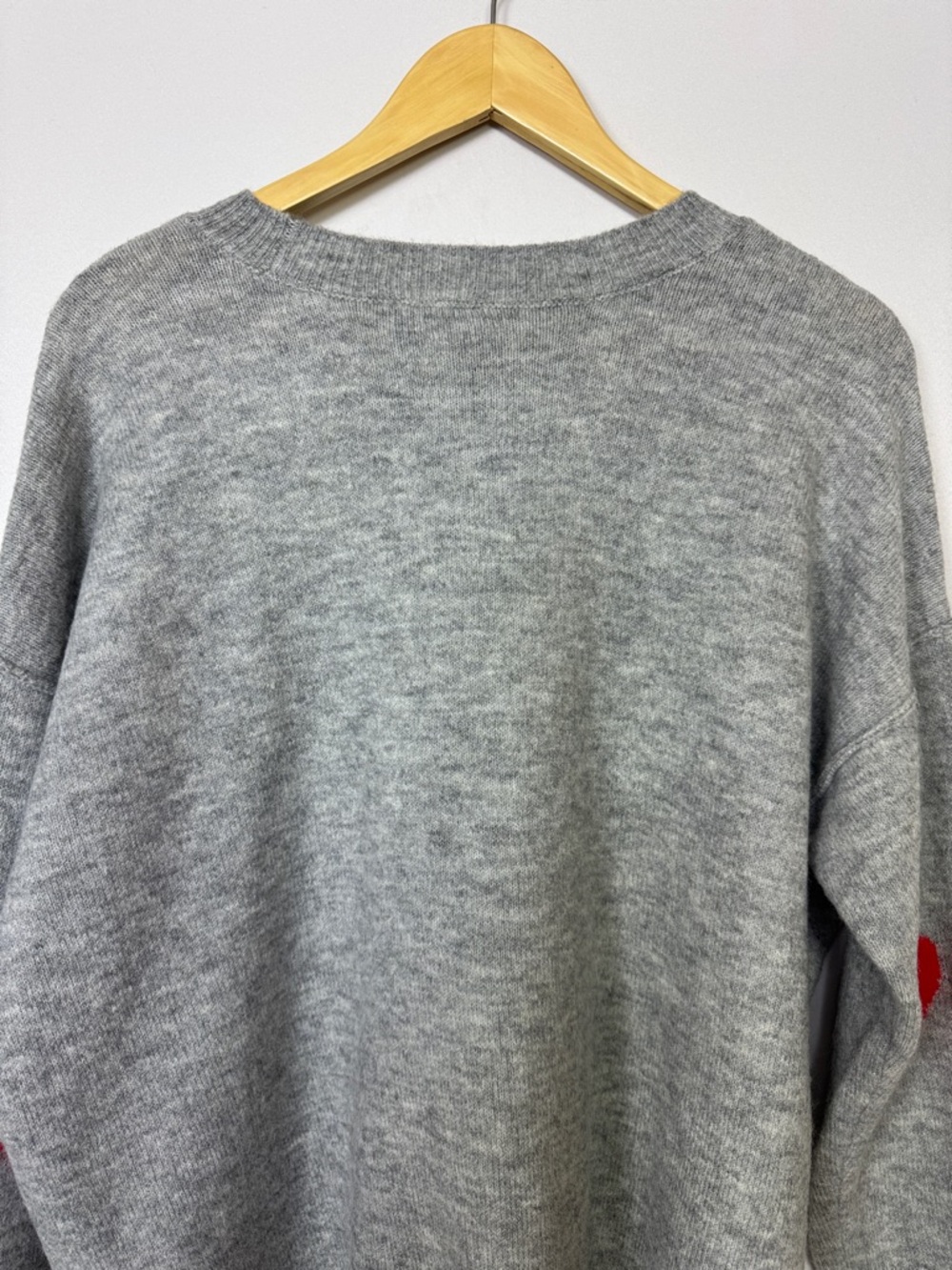 CeCe Valentine’s Crew Neck Elbow Hearts  Sweater‎ Size Medium Gray - Picture 7 of 11